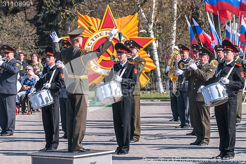Image of Military orchestra play on Victory Day parade