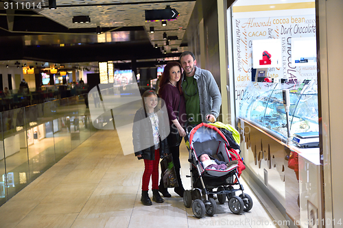 Image of family in shopping mall