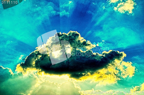 Image of Vintage sky background with retro texture.