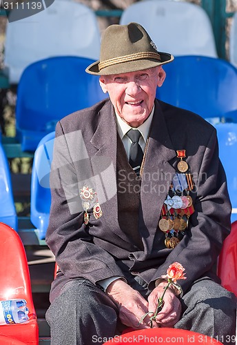 Image of Elderly funny veteran of World War II