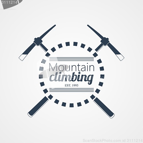 Image of Mountain climbing. Vector logo