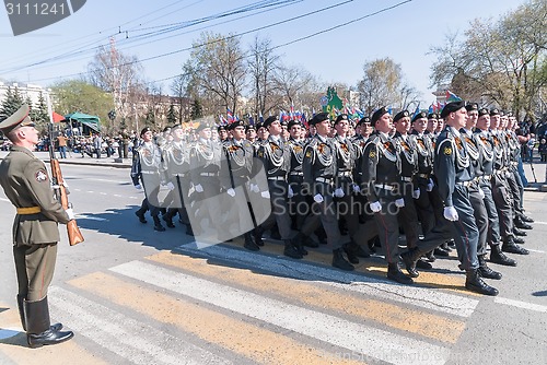 Image of Cadets of police academy marching on parade