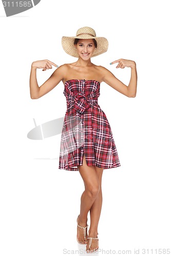 Image of Happy young woman portrait in country style