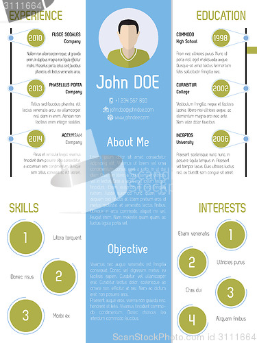 Image of Modern resume design in green and blue 