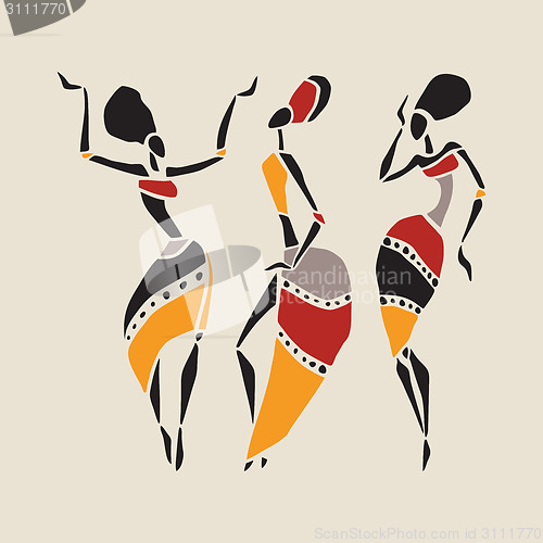 Image of African dancers silhouette set.