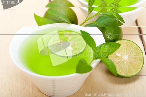 Image of mint infusion tea tisane with lime