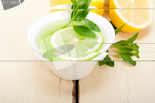 Image of mint infusion tea tisane with lemon