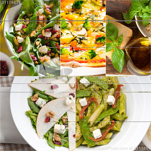 Image of healthy and tasty Italian food collage