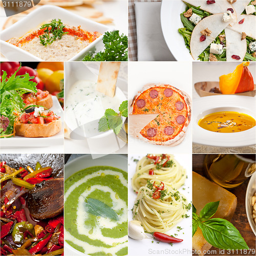 Image of healthy and tasty Italian food collage