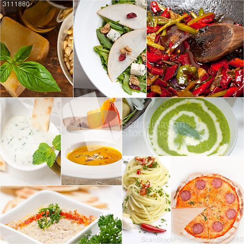 Image of healthy and tasty Italian food collage