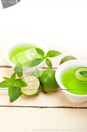 Image of mint infusion tea tisane with lime