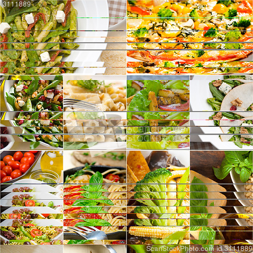 Image of healthy and tasty Italian food collage