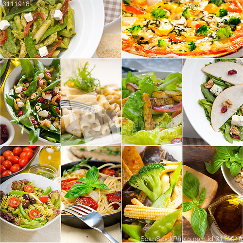 Image of healthy and tasty Italian food collage