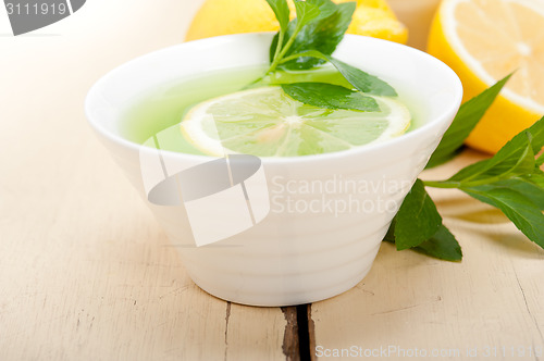 Image of mint infusion tea tisane with lemon