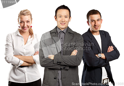 Image of Teamwork and Asian Man With Folded Hands