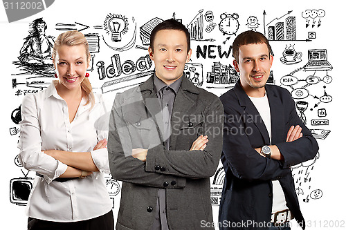 Image of Teamwork and Asian Man With Folded Hands