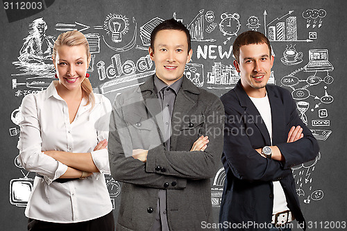 Image of Teamwork and Asian Man With Folded Hands