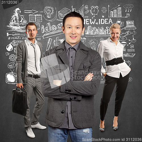 Image of Teamwork and Asian Man With Folded Hands