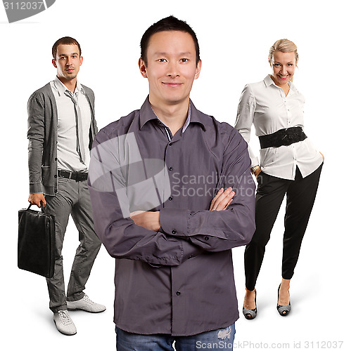Image of Teamwork and Asian Man With Folded Hands