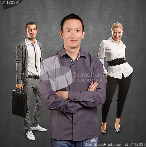 Image of Teamwork and Asian Man With Folded Hands