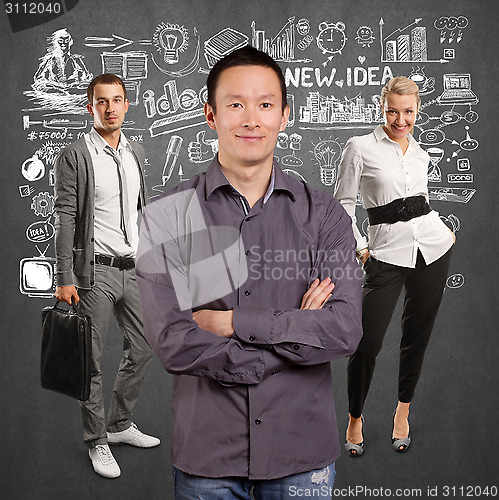 Image of Teamwork and Asian Man With Folded Hands