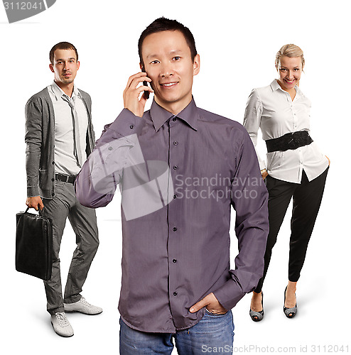 Image of Teamwork and Asian Man With Folded Hands