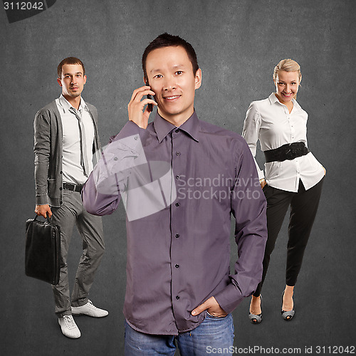 Image of Teamwork and Asian Man With Folded Hands