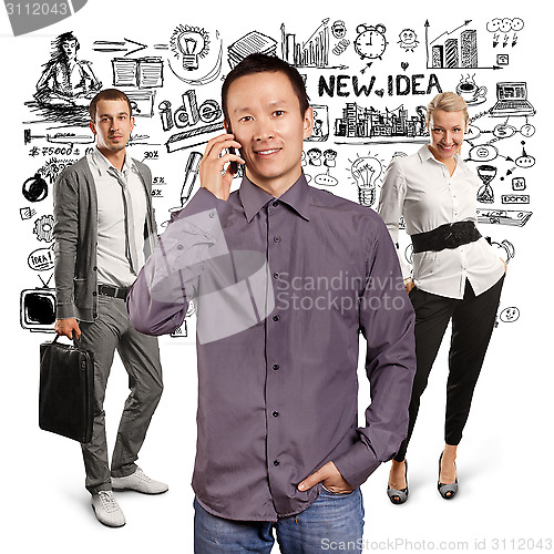 Image of Teamwork and Asian Man With Folded Hands