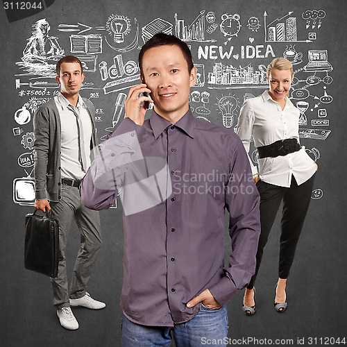 Image of Teamwork and Asian Man With Folded Hands