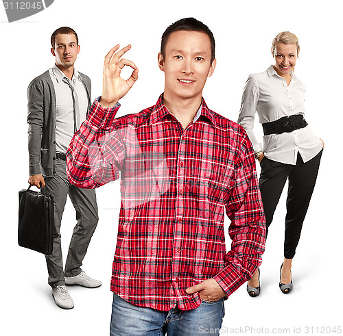 Image of Teamwork and Asian Man With Folded Hands