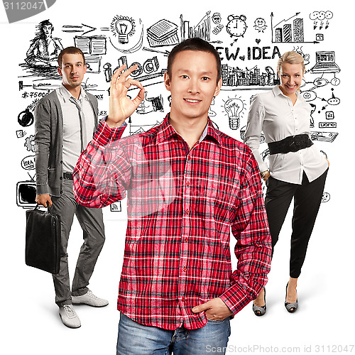 Image of Teamwork and Asian Man With Folded Hands