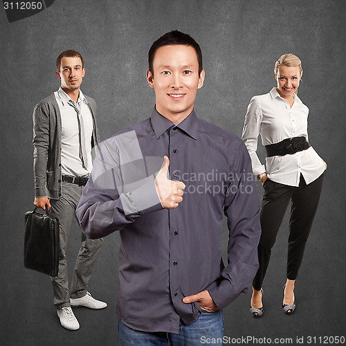 Image of Teamwork and Business Man Shows Well Done