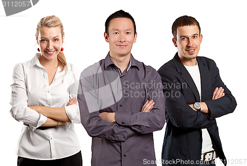 Image of Teamwork and Asian Man With Folded Hands