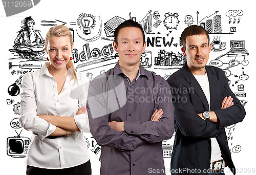 Image of Teamwork and Asian Man With Folded Hands