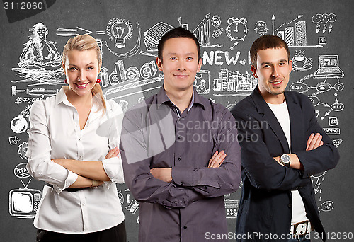 Image of Teamwork and Asian Man With Folded Hands