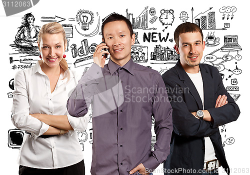 Image of Teamwork and Asian Man With Folded Hands