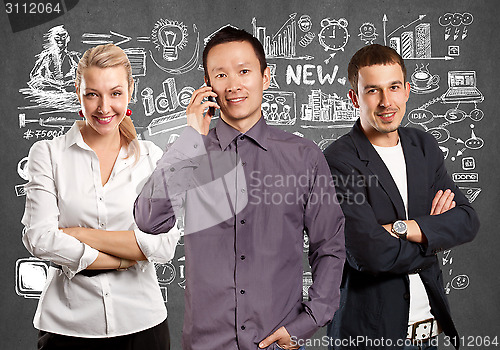 Image of Teamwork and Asian Man With Folded Hands