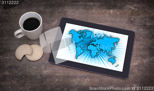 Image of World map on a tablet