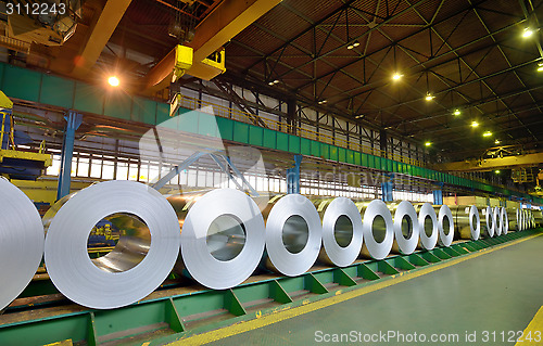 Image of rolls of steel sheet in a plant