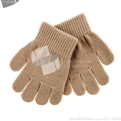 Image of knitted woolen baby gloves