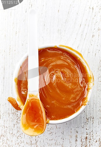 Image of bowl of homemade caramel sauce