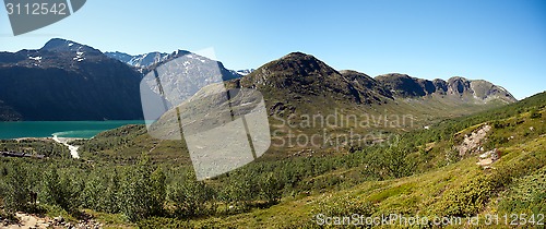Image of High resolution Besseggen Ridge panoramic view in Jotunheimen National Park, Norway