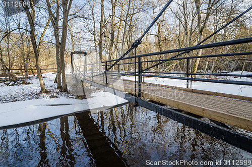 Image of Bridge across the canal in the spring