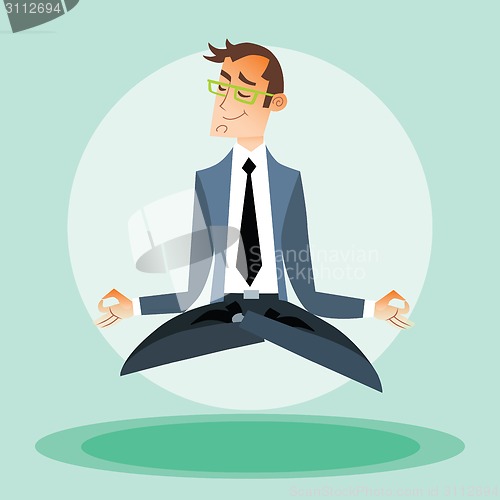 Image of Businessman engaged in yoga