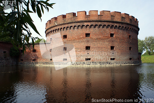 Image of Brick tower and water