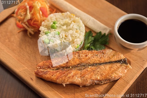 Image of Grilled salmon with rice