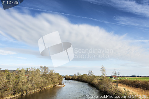 Image of River Loisach with cloud in Bavaria