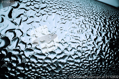 Image of Green drops of water - light from backside. Macro