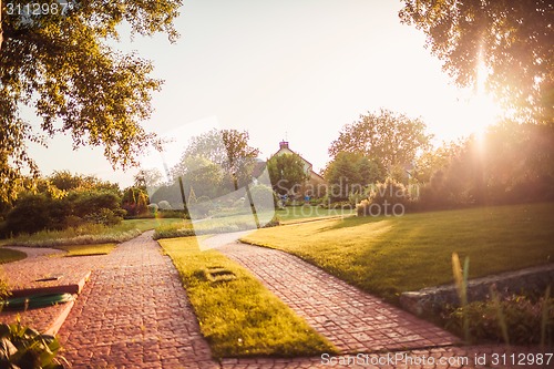 Image of Stone pathway in park.