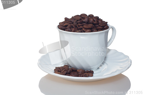 Image of Coffee cup full of coffee beans